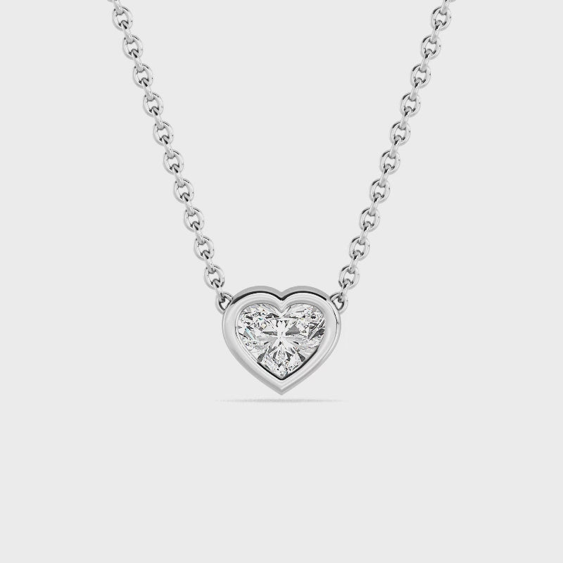 Sterling Silver Heart 1/4ct Lab Grown Diamond Bezel Solitaire Pendant