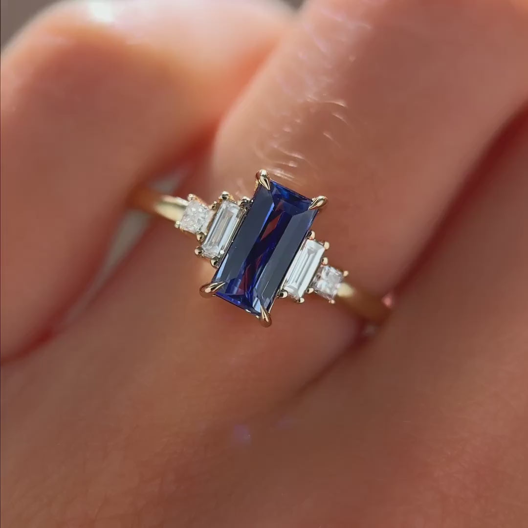 Profile Amelia Ring: 1.30ct Rectangular Ceylon Sapphire