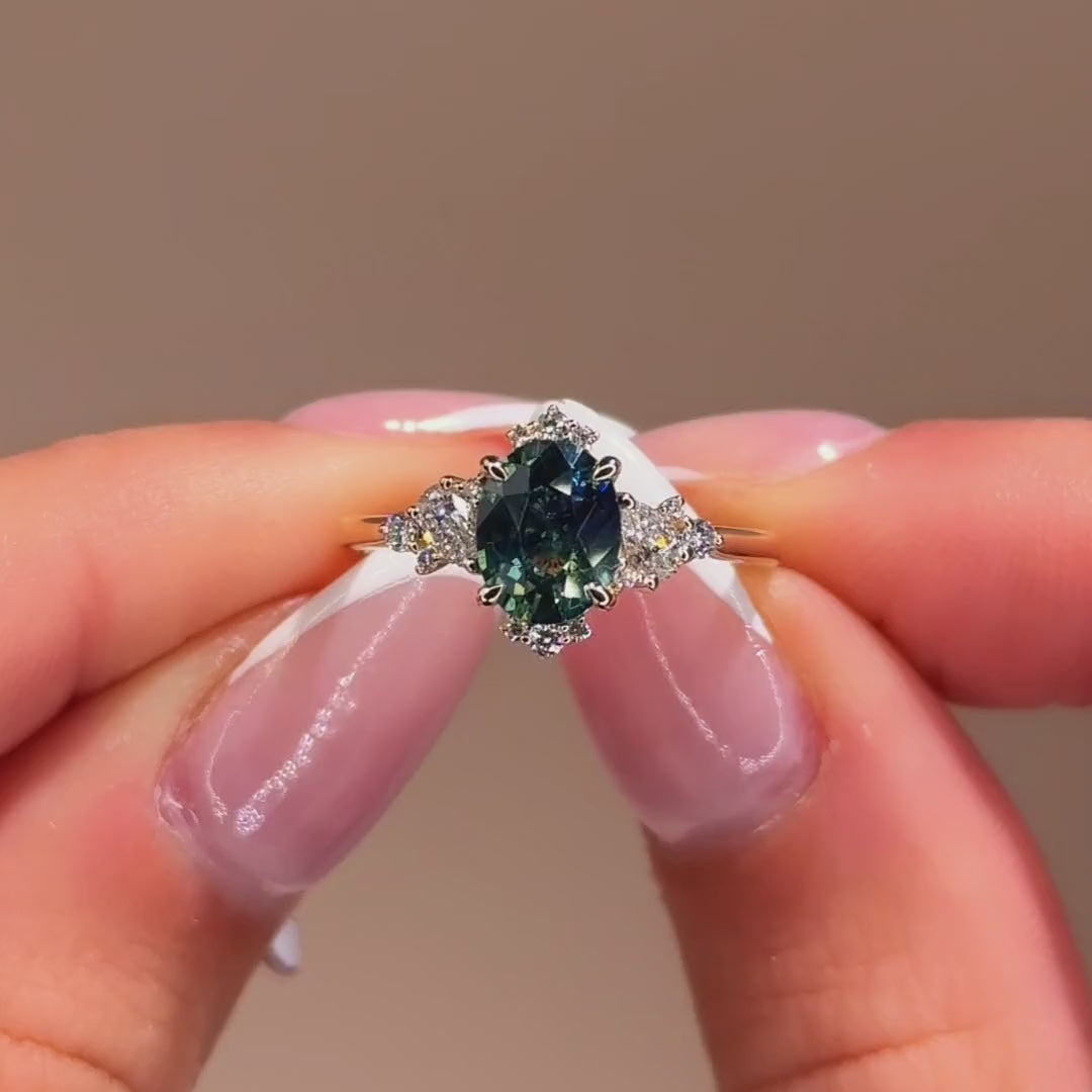 Comice Ring | 1.41ct Teal-Blue Oval Madagascar Sapphire