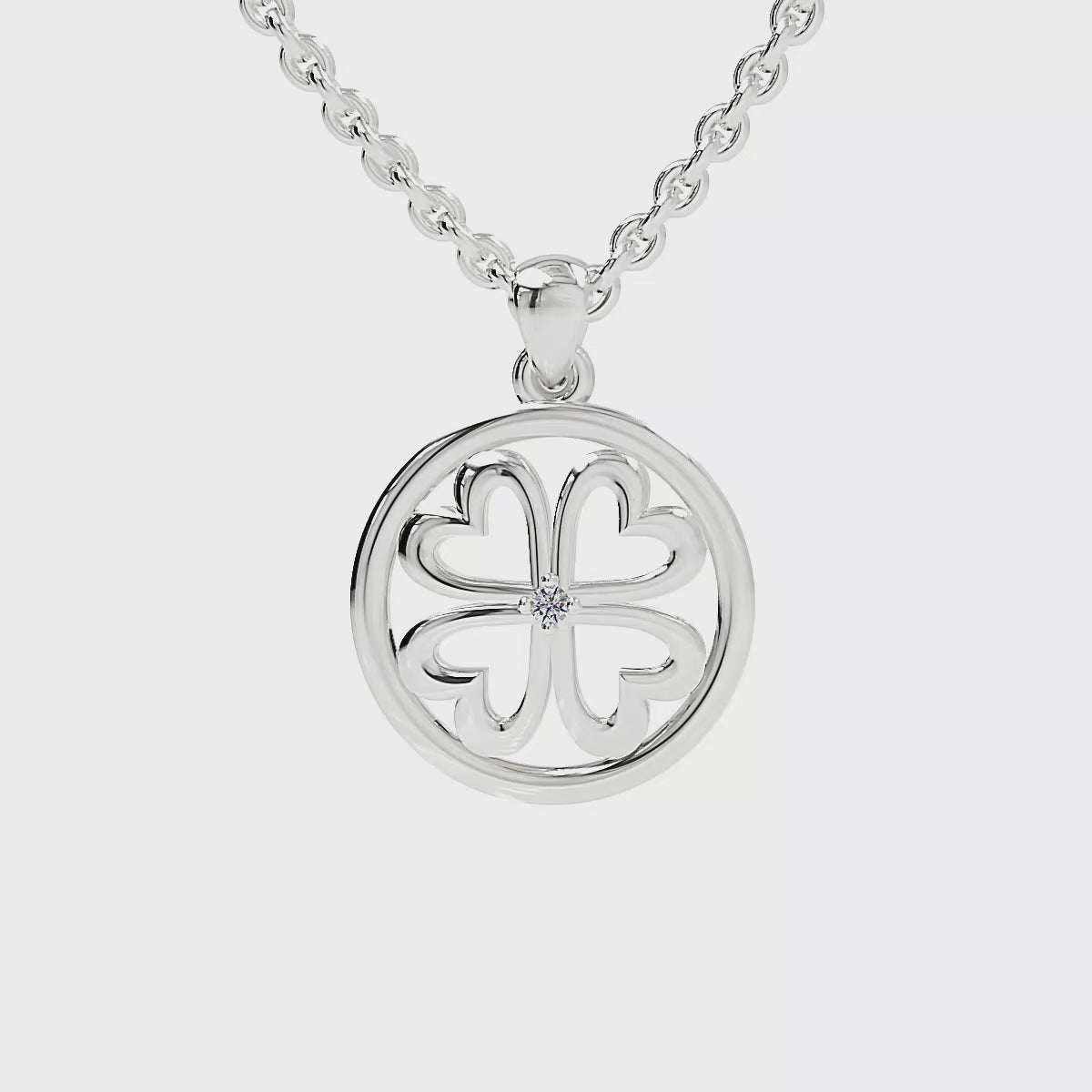 Sterling Silver Lab Grown Diamond Clover Heart Pendant