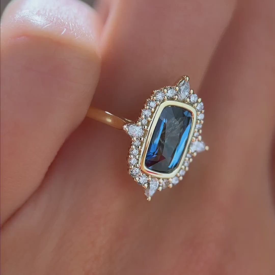 Regalia Ring | 1.76ct Long Cushion Blue Sapphire