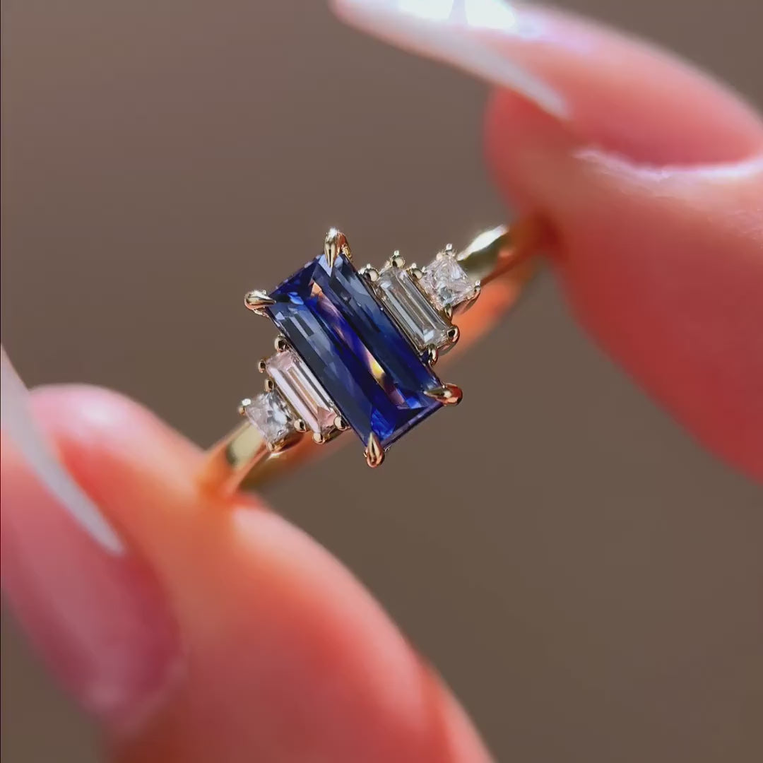 Profile Amelia Ring: 1.30ct Rectangular Ceylon Sapphire