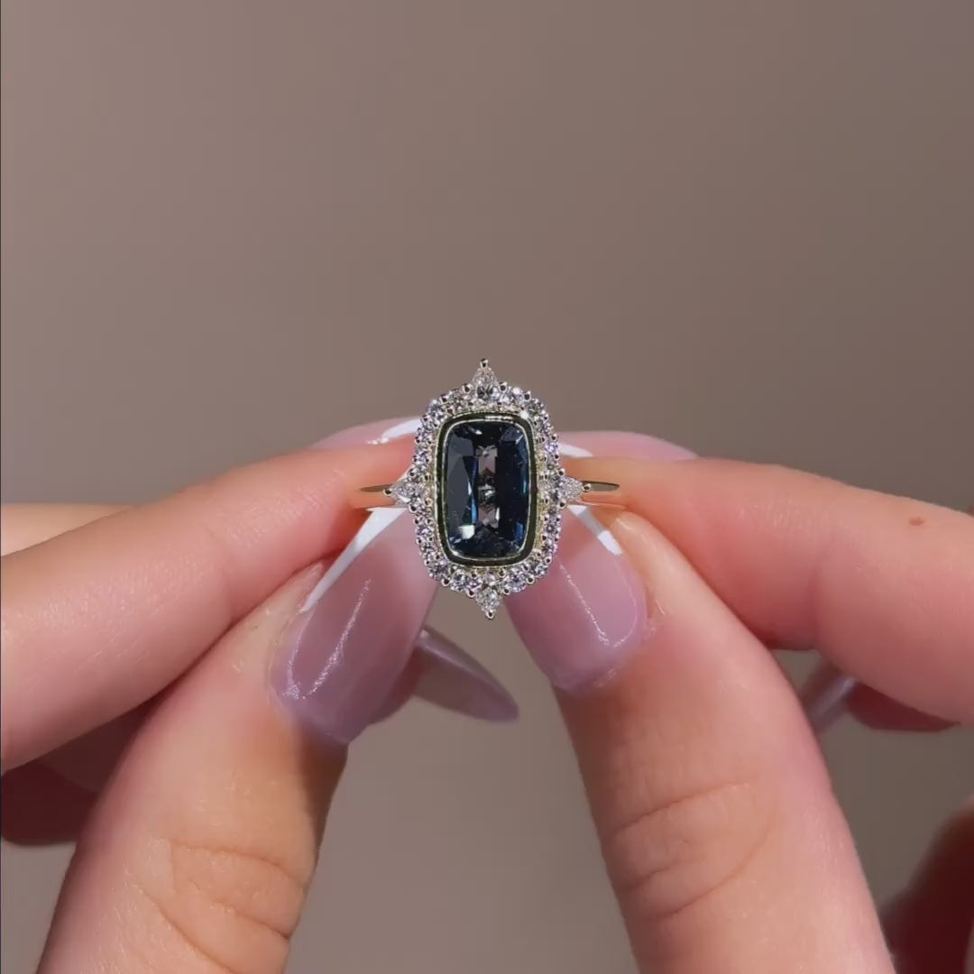 Regalia Ring | 1.76ct Long Cushion Blue Sapphire