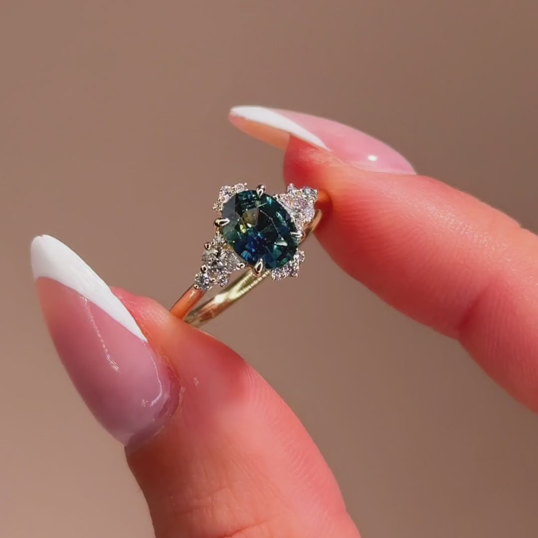 Comice Ring | 1.41ct Teal-Blue Oval Madagascar Sapphire
