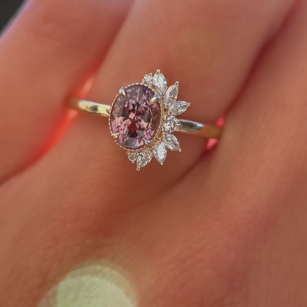 Floret Ring I 1.63ct Oval Brown Sapphire