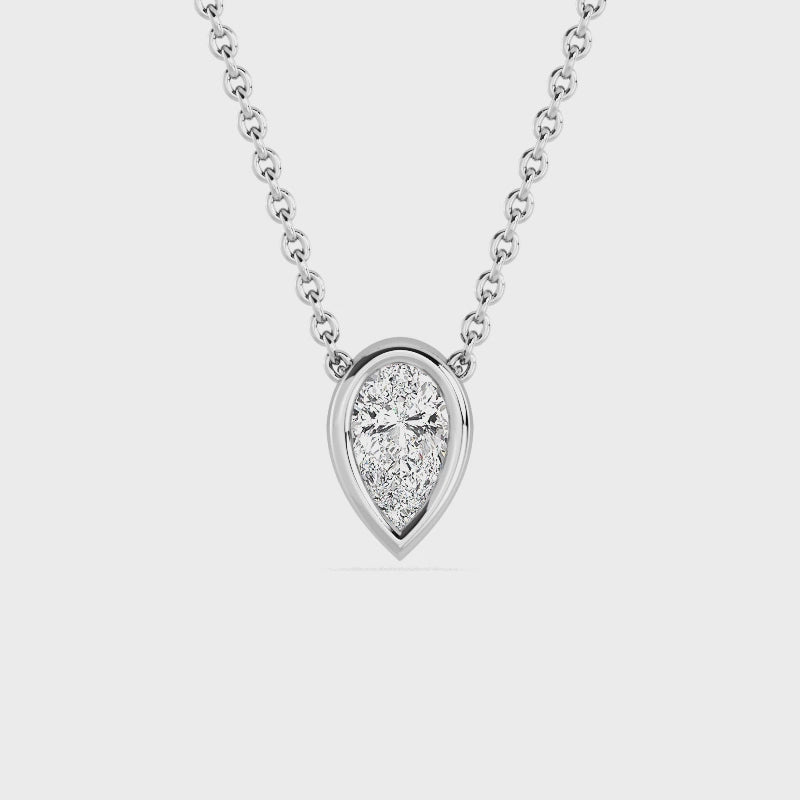 Sterling Silver Pear 1/4ct Lab Grown Diamond Bezel Solitaire Pendant