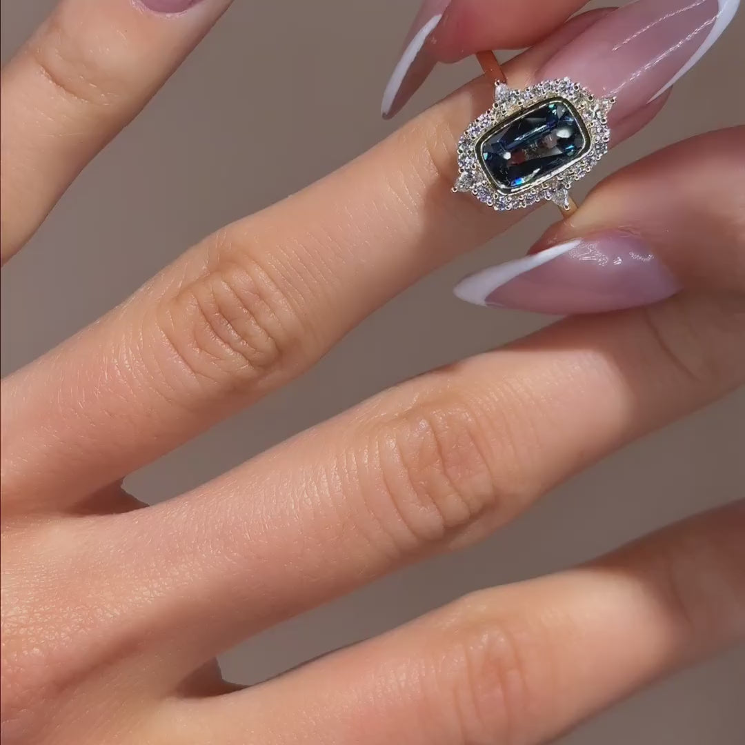 Regalia Ring | 1.76ct Long Cushion Blue Sapphire