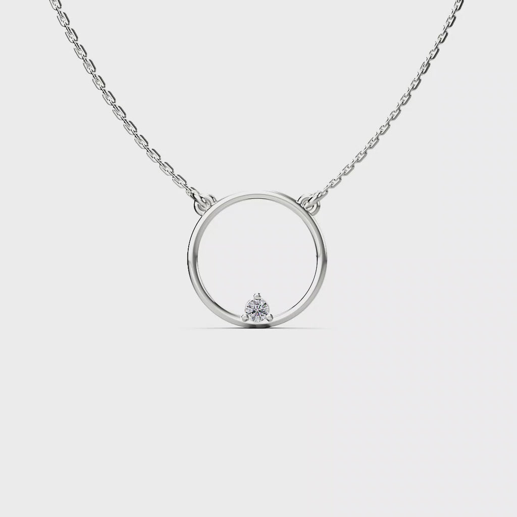 Silver Solitaire Circle Pendant