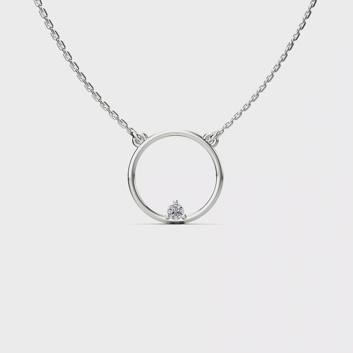 Silver Solitaire Circle Pendant