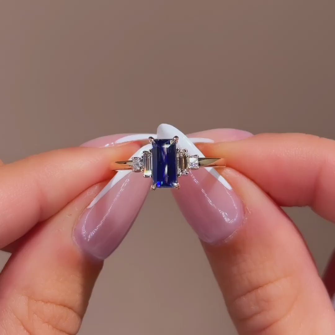 Profile Amelia Ring: 1.30ct Rectangular Ceylon Sapphire