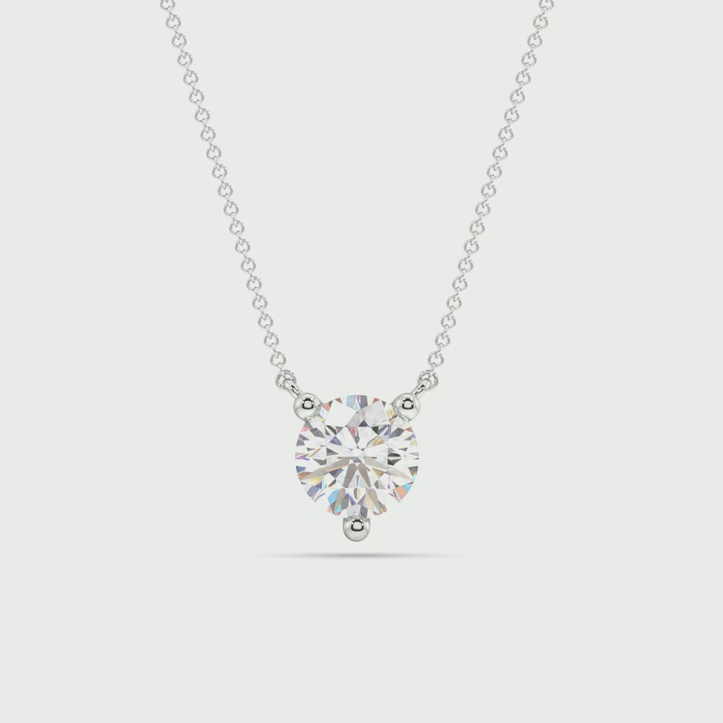 White Gold Three Prong 1/2ct Lab Grown Diamond Solitaire Stationary Pendant