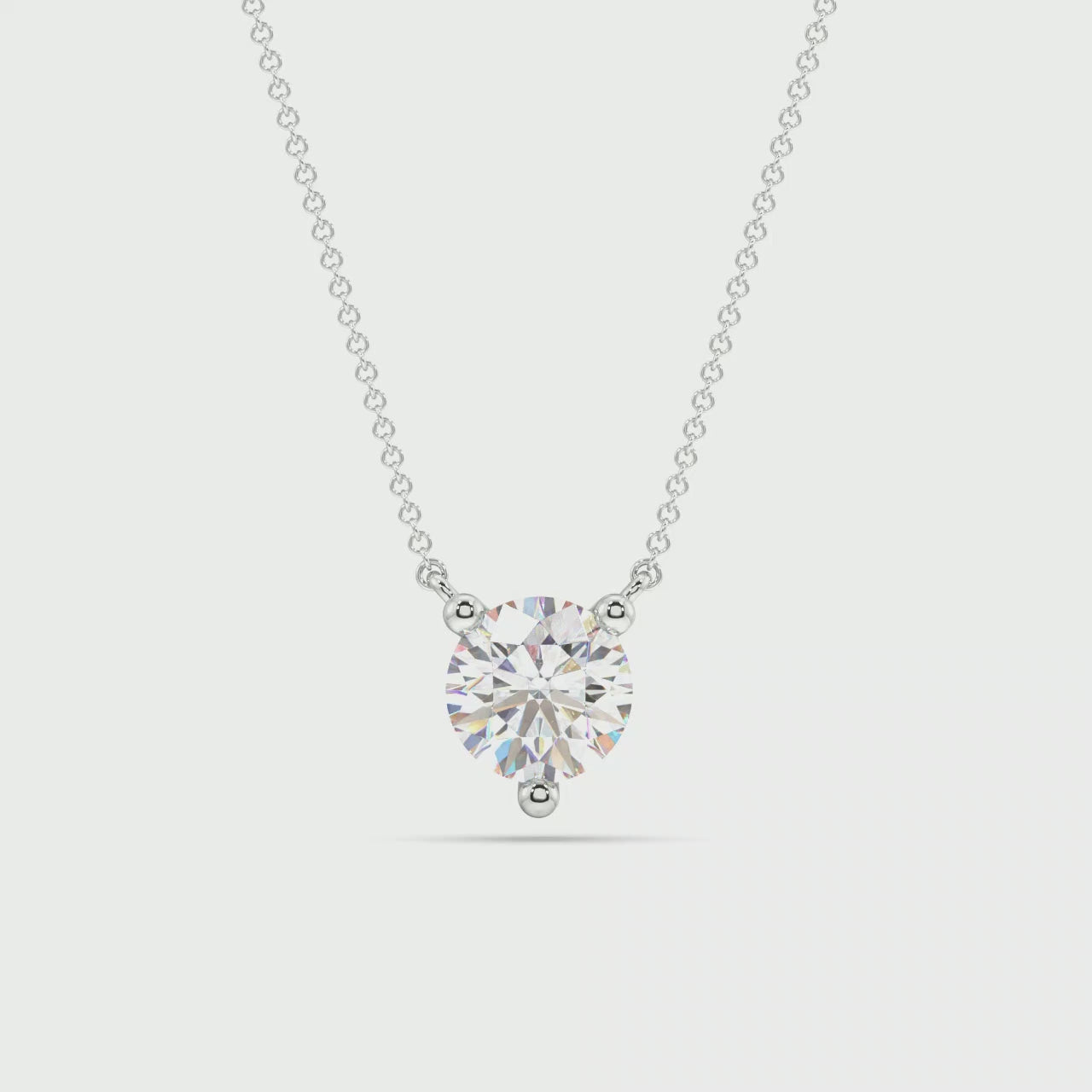 White Gold Three Prong 1/2ct Lab Grown Diamond Solitaire Stationary Pendant